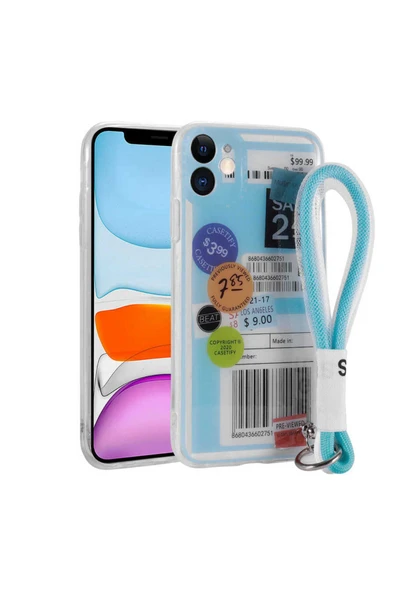 Apple İphone 11 UYUMLU Desenli El Askılı İpli HEPTEKİLETİŞİM Astana Silikon Kılıf-Etiket