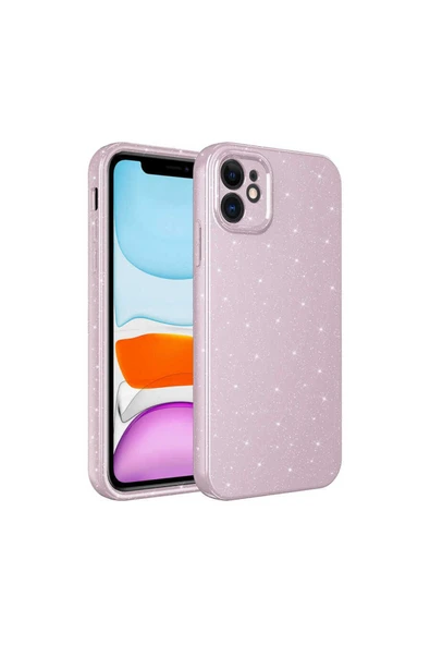 İphone 11  Uyumlu Kamera Korumalı Simli Lüks  Koton Kılıf-lavendery Gray ürün görseli