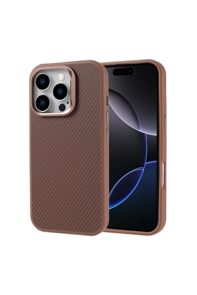 Apple iPhone 16 Pro Max Kılıf Magsafe Şarj Özellikli Karbon Fiber Görünümlü Kapak (Troy) - Resim 2