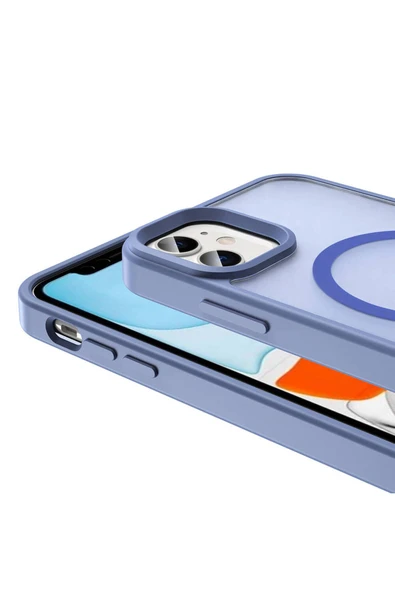 Apple Iphone 11 Kılıf Magsafe Şarj Özellikli Mat Arka Yüzey Heptekiletişim Sio Kapak-lila - Resim 3