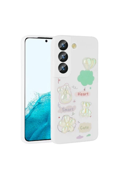Samsung Galaxy S21 Fe Kabartma Figürlü Parlak Heptekiletişim Toys Silikon Kılıf-beyaz ürün görseli