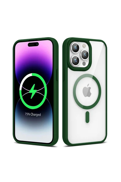 Apple Iphone 14 Pro Max Magsafe Wireless Şarj Özellikli Silikon Heptekiletişim Ege Kılıf-koyu Yeşil ürün görseli