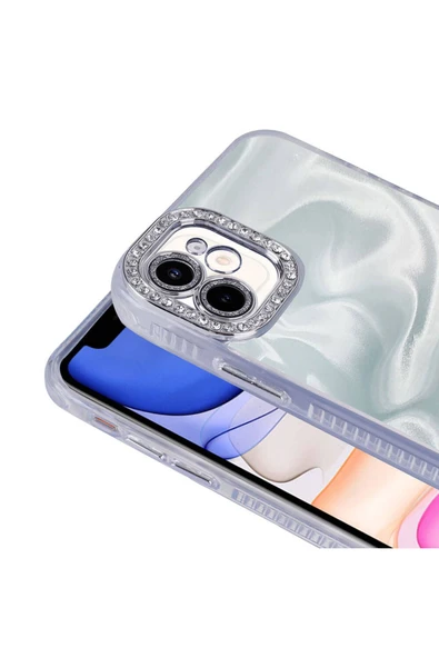 Apple iPhone 12 Kılıf Airbagli Parlak Taş Detay Tasarımlı Kapak (Esila) - 5