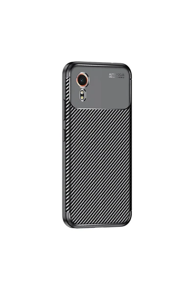 Samsung Galaxy Xcover7 Kılıf Kamera Çıkıntılı Karbon Fiber Dokulu Renk Atmaz Kapak (NEGRO) - 4