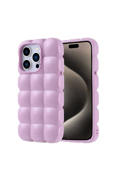 Apple iPhone 15 Pro Kılıf Parlak Esnek Silikon Küp Dilimli Kabartmalı Yapılı Kapak (DOM) - 2
