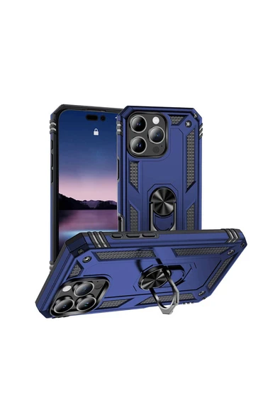 Apple iPhone 16 Pro Max Kılıf Tank Zırh Yüzüklü Mıknatıslı Standlı Kapak (VEGA)