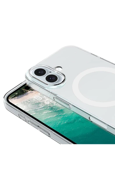 Apple iPhone 16 Plus Kılıf Wireless Şarj Özellikli Şeffaf Tek Kamera Çerçeveli Kapak (Porto) - Resim 3