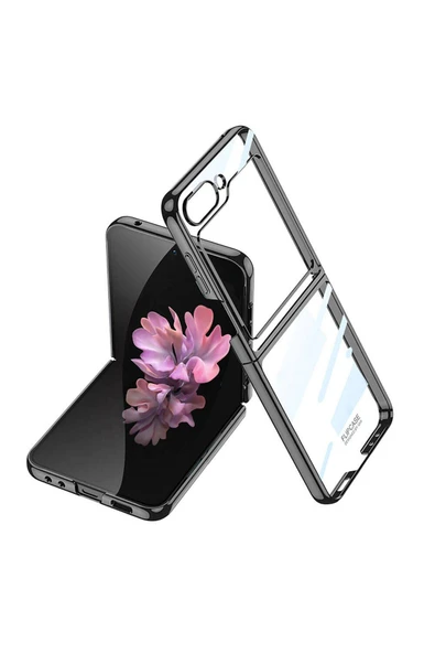 Samsung Galaxy Z Flip 6 Kılıf Kenarları Renkli Darbe Emici Katlanabilir Parlak Sert Şeffaf Kapak - Resim 2