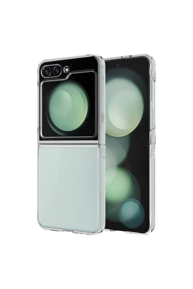 Samsung Galaxy Z Flip 5 Kılıf Kristal Şeffaf Sert Pc Pürüssüz Saydam Kapak (DROGA) - Resim 4