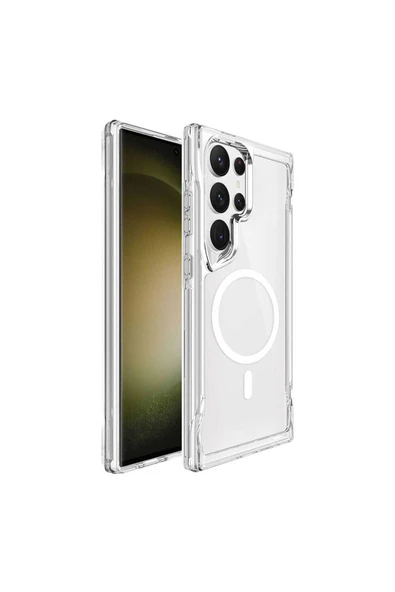 Samsung Galaxy S24 Ultra Kılıf Magsafe Kamera Yükseltili Şeffaf Ultra Koruma Sert Kapak (T-Max-mag) - 2