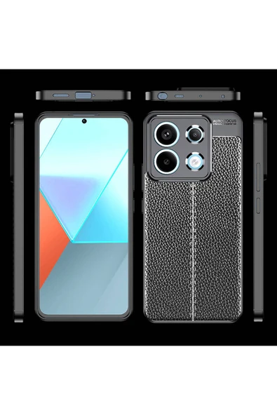 Xiaomi Redmi Note 13 5G Kılıf Deri Görünümlü Renk Atmayan Dayanaklı Silikon Kapak (NİSS) - Resim 5