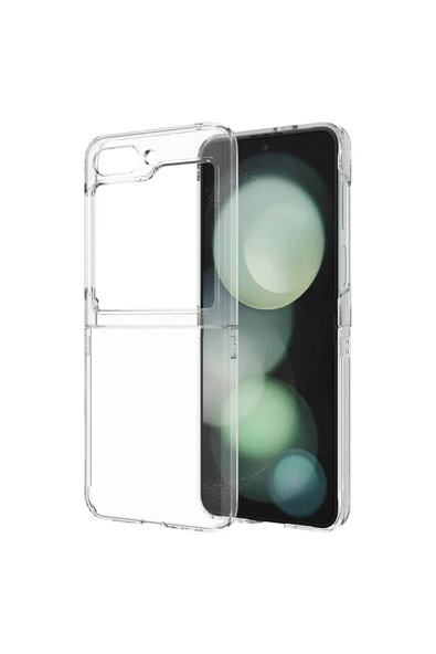 Samsung Galaxy Z Flip 5 Kılıf Kristal Şeffaf Sert Pc Pürüssüz Saydam Kapak (DROGA) - Resim 2