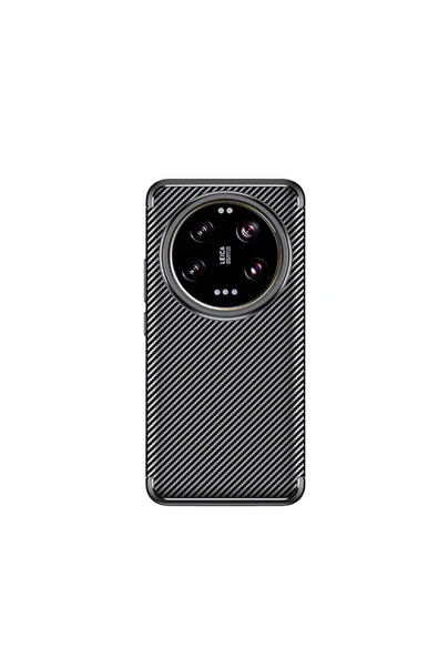 Xiaomi Mi 14 Ultra Kılıf Kamera Çıkıntılı Karbon Fiber Dokulu Renk Atmaz Kapak (NEGRO) - Resim 4