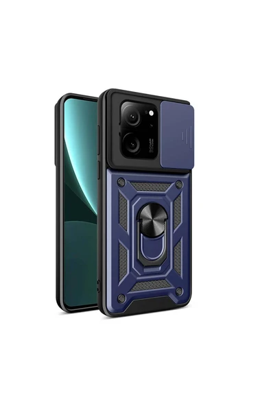 Xiaomi Mi 13T Pro Kılıf Sürgülü Tank Zırh Yüzüklü Mıknatıslı Standlı Kapak (S-VEGA) ürün görseli