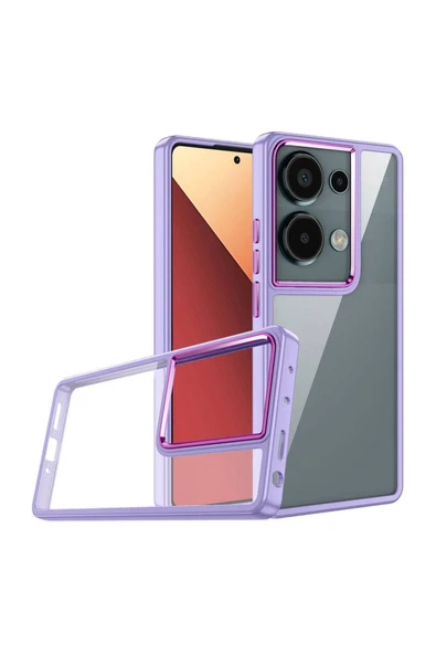 Xiaomi Redmi Note 13 Pro 4G Kılıf Kamera Çıkıntılı Arkası Şeffaf Hassas Tuşlu Kenarlı Kapak (Flora)