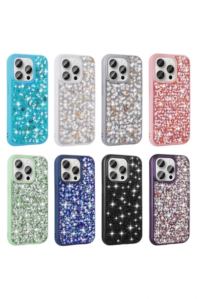 Apple iPhone 15 Pro Uyumlu Kılıf Kamera Çıkıntılı Parlak Taşlı Tasarım Renkli Koruyucu Kapak (Linea) - Resim 3