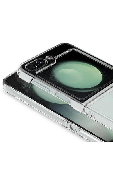 Samsung Galaxy Z Flip 5 Kılıf Kristal Şeffaf Sert Pc Pürüssüz Saydam Kapak (DROGA) - Resim 3