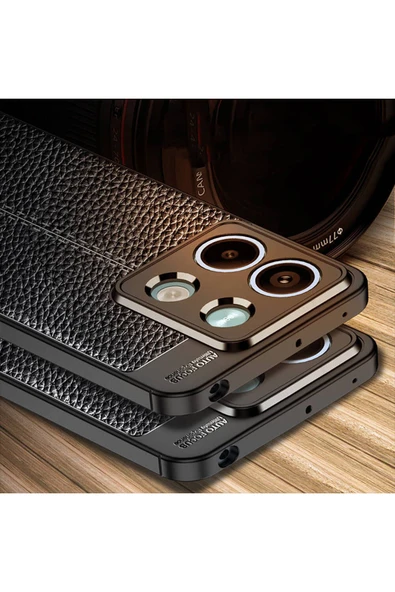 Xiaomi Redmi Note 13 5G Kılıf Deri Görünümlü Renk Atmayan Dayanaklı Silikon Kapak (NİSS) - Resim 3