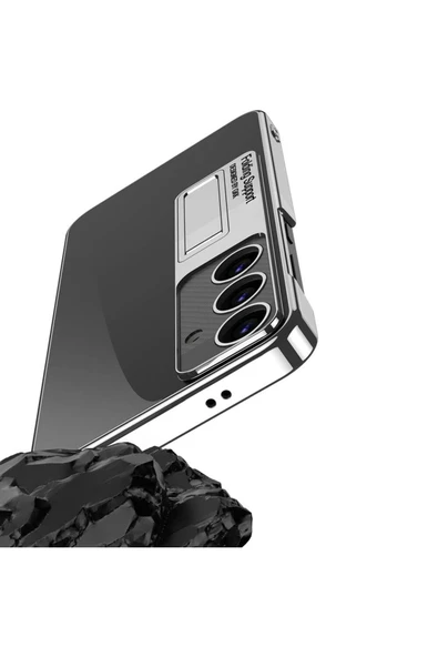 Samsung Galaxy S24 Plus Kılıf Kamera Korumalı Şeffaf Tasarımlı Standlı Kapak (Lego) - 3