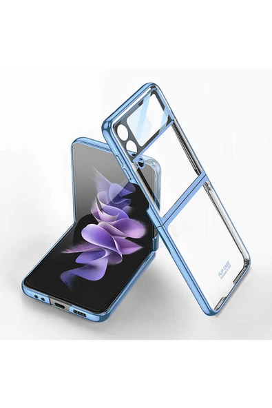 Samsung Galaxy Z Flip 4 Kılıf Kamera Lens Korumalı Kenarları Renkli Parlak Sert Şeffaf Kapak ürün görseli 1