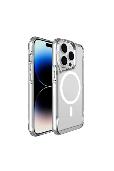 iPhone 13 Pro Kılıf Magsafe Kamera Yükseltili Şeffaf Ultra Koruma Sert Kapak (T-Max-mag) - Resim 2