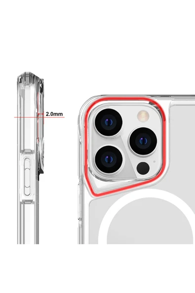 iPhone 13 Pro Kılıf Magsafe Kamera Yükseltili Şeffaf Ultra Koruma Sert Kapak (T-Max-mag) - Resim 5