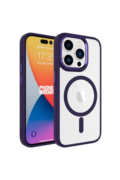 Iphone 15 Pro Kılıf Kamera Çıkıntılı Şarj Destekli Renkli Hassas Butonlu Kapak (KROM-MAG) - Resim 2