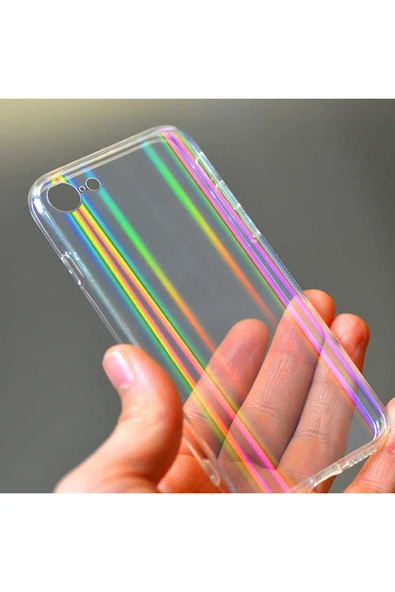 Iphone 8 Kılıf Şık Çizgili Arka Yüzey Tasarımlı Kapak (RAİNBOW) ürün görseli 1