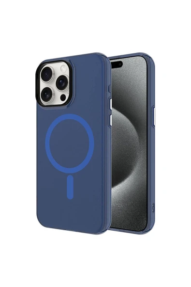 Apple iPhone 15 Pro Max Kılıf Kamera Çıkıntılı Magsafe Şarj Destekli Buzlu Transparan Kapak (C-Pro) - Resim 2