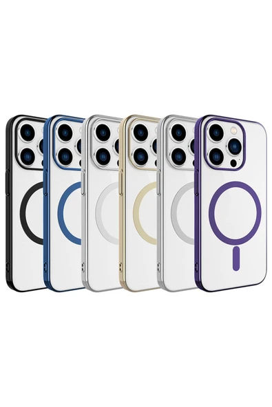 iPhone 15 Pro Max Kılıf Kamera Çıkıntılı Darbe Emici Kenarları Renkli Sert Magsafe Kapak (pixel-mag) - Resim 3