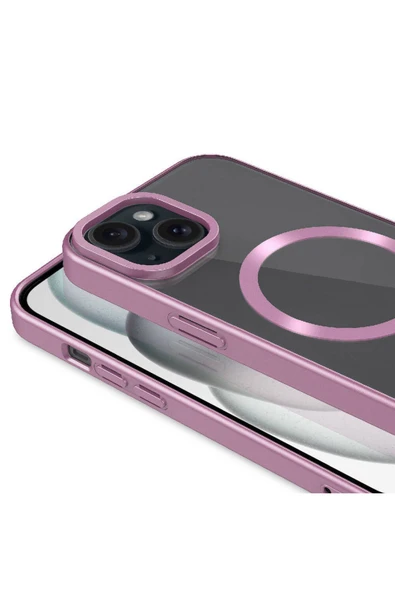 Apple iPhone 15 Plus Kılıf Mat Tasarımlı Magsafe Wireless Şarj Özellikli Kapak (Mat Setro) - Resim 4