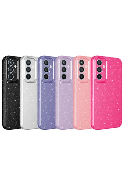 Samsung Galaxy A34 Kılıf Kamera Korumalı Simli Renkli Parlak Silikon Kapak (KOTON) - Resim 3