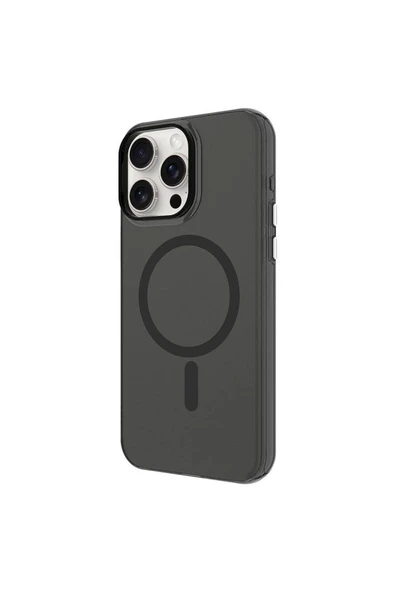 Apple iPhone 15 Pro Max Kılıf Kamera Çıkıntılı Magsafe Şarj Destekli Buzlu Transparan Kapak (C-Pro) - Resim 4