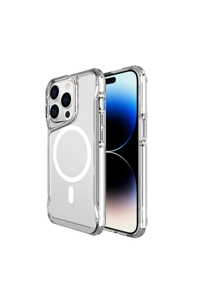 iPhone 13 Pro Kılıf Magsafe Kamera Yükseltili Şeffaf Ultra Koruma Sert Kapak (T-Max-mag) - Resim 4
