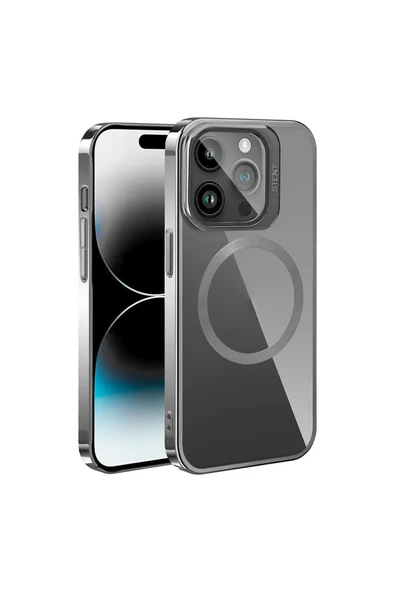 iPhone 15 Pro Max Kılıf Magsafe Wireless Şarj Özellikli Kamera Kısmından Standlı Kapak (KLON) - Resim 2