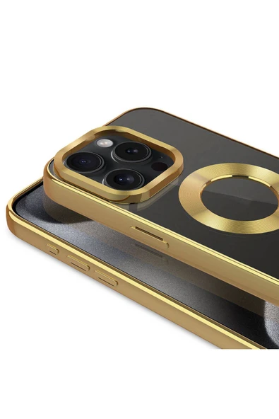 Apple iPhone 15 Pro  Uyumlu Kılıf Kamera Lens  Logo Gösteren Parlak Kenarlı Kapak (TEK-OMEGA) - Resim 4