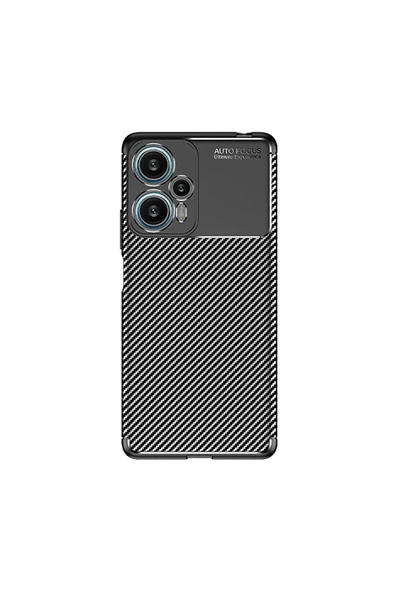 Xiaomi Poco F5 Kılıf Kamera Çıkıntılı Karbon Fiber Dokulu Renk Atmaz Kapak (NEGRO)