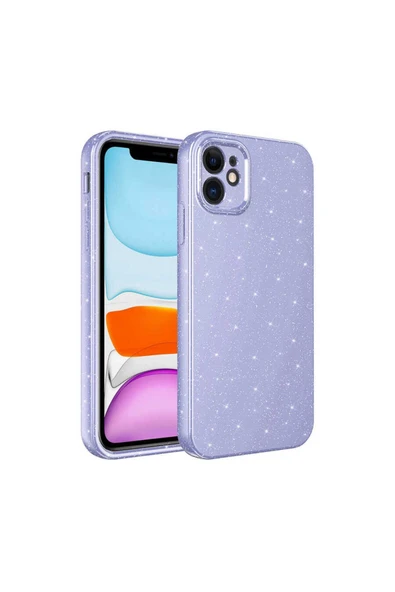 Iphone 11 Kılıf Kamera Korumalı Simli Renkli Parlak Silikon Kapak (KOTON)