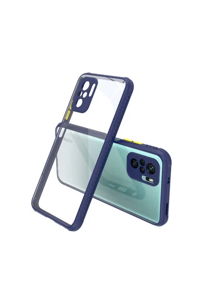 Xiaomi Poco M5S Kılıf Köşe Ve Kamera Korumalı Arkası Şeffaf Renkli Tuşlu Silikon Kapak (KAFF) ürün görseli 1