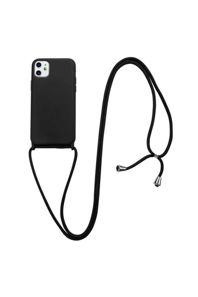 Iphone 11 Kılıf Ipli Boyun Askılı Içi Kadife Lansman Yumuşak Silikon Kapak (ROPİ) - Resim 4