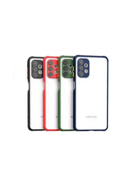 Samsung Galaxy A32 4G Kılıf Köşe Ve Kamera Korumalı Arkası Şeffaf Renkli Tuşlu Silikon Kapak (KAFF) - Resim 3