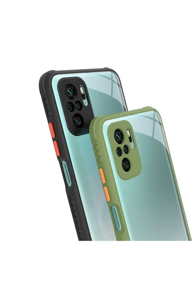 Xiaomi Poco M5S Kılıf Köşe Ve Kamera Korumalı Arkası Şeffaf Renkli Tuşlu Silikon Kapak (KAFF) - Resim 4