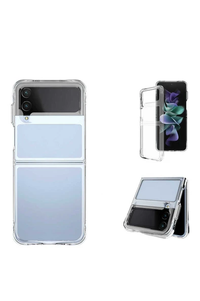 Samsung Galaxy Z Flip 4 Kılıf Kamera Çıkıntılı Renksiz Sararmaz Şeffaf Sert Kapak (Vonn) - 4