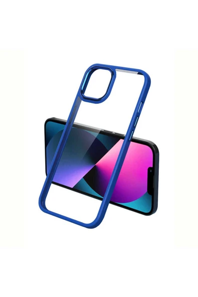 Iphone 12 Pro Max Kılıf Kenarları Parlak Arkası Şeffaf Hassas Butonlu Renkli Kapak (KROM) - 2