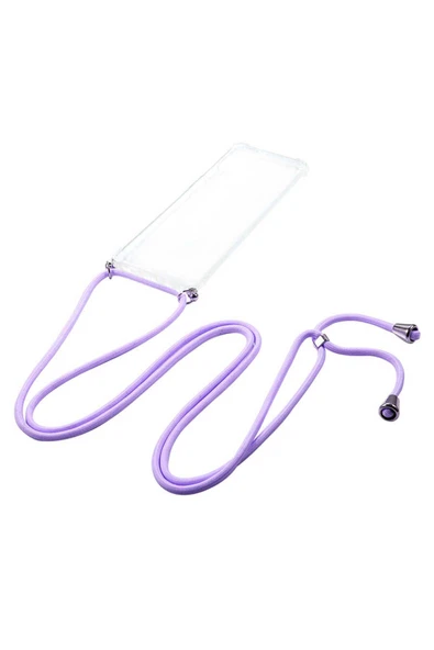 Samsung Galaxy M31S Kılıf Şeffaf Köşe Korumalı İpli Boyun Askılı Kapak (X-Rop) - Resim 4