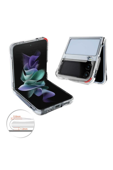 Samsung Galaxy Z Flip 4 Kılıf Kamera Çıkıntılı Renksiz Sararmaz Şeffaf Sert Kapak (Vonn) - 5