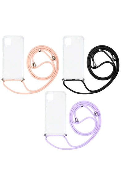 Huawei P40 Lite Kılıf Şeffaf Köşe Korumalı İpli Boyun Askılı Kapak (X-Rop) - Resim 4