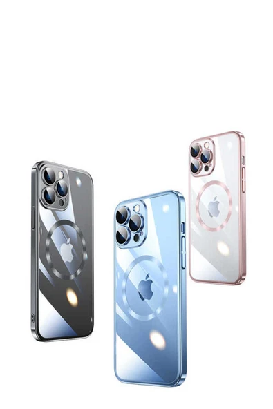 Iphone 13 Pro Kılıf Kamera Lens Korumalı Magsafe Destekli Kenarları Sert Kapak (RİKSOS-MAG) - Resim 3