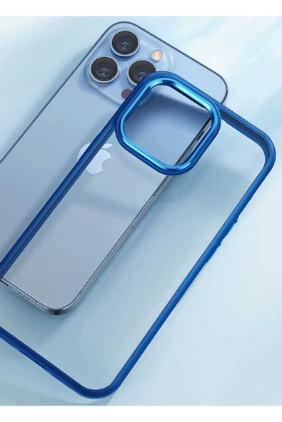 Iphone 12 Pro Max Kılıf Kenarları Parlak Arkası Şeffaf Hassas Butonlu Renkli Kapak (KROM) - 4
