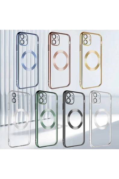 Iphone 11 Kılıf Kamera Lens Korumalı Magsafe Destekli Kenarları Sert Kapak (RİKSOS-MAG) - Resim 3